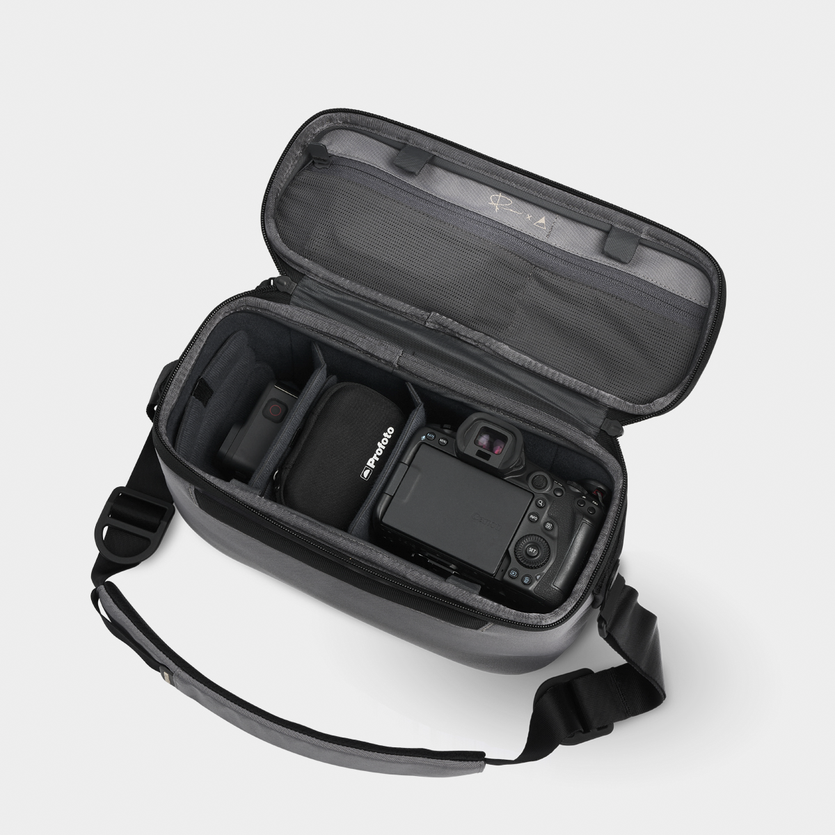 Stone Luma Camera Sling 12L With Camera View #color_stone
