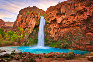 Havasu Falls cascading into a turquoise pool