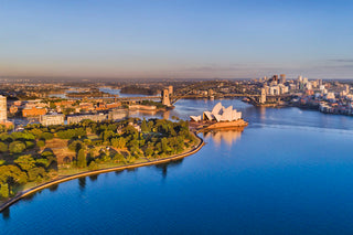 Aerial view of Sydney Opera House and Harbour Bridge