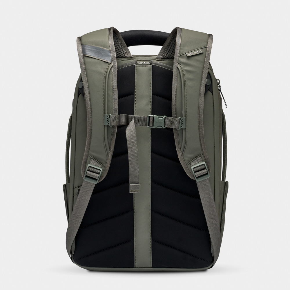 Nomatic Olive Backpack Front Angle View#color_olive