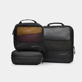 NOMATIC Compression Packing Cubes in black, set of three shown together